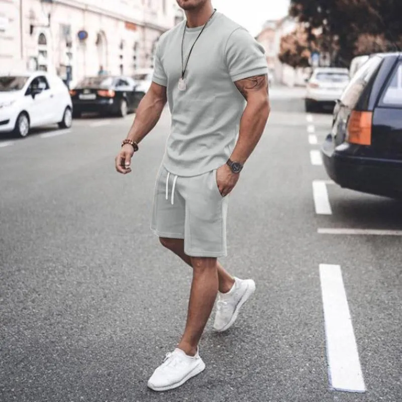 Summer Sports Set For Men Tracksuit With Short Sleeve Shirt And T