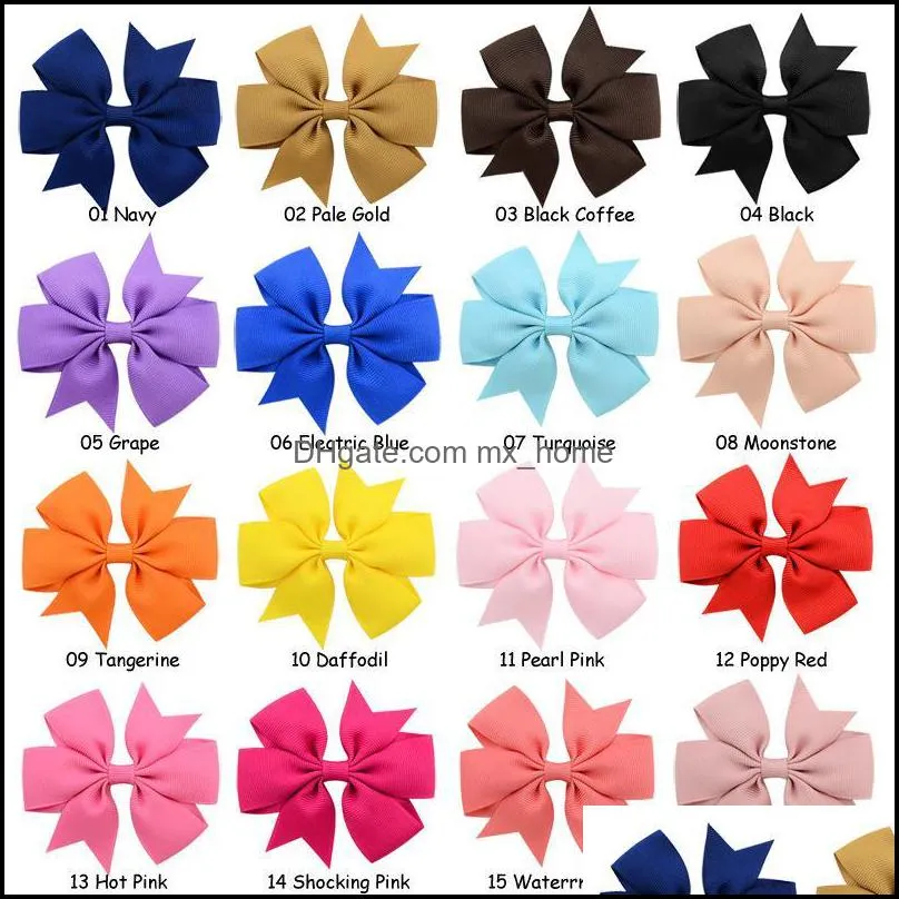 40 colors fashion grosgrain ribbon hair bow with clips baby girls bowknot hairpchildren photo shoot headwear accessories