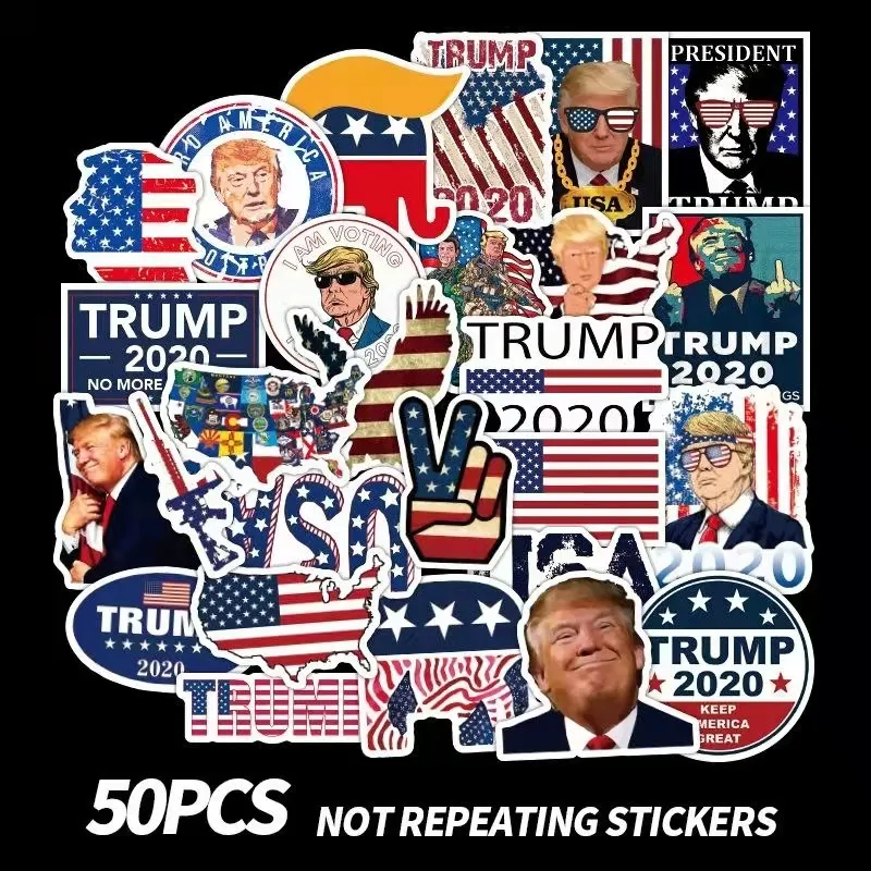 50 PCS Skateboard Stickers Donald Trump Graffiti For Car Laptop Fridge Helmet Pad Bicycle Bike Motorcycle PS4 Notebook Guitar PVC Decal