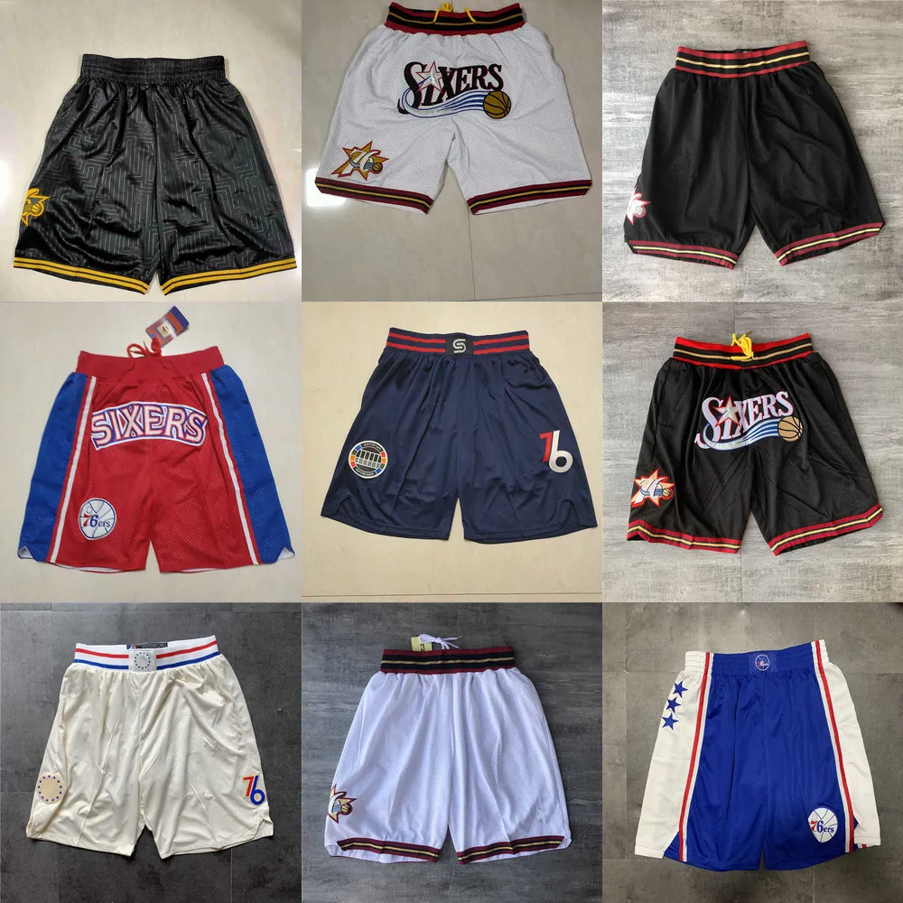 Herren -Shorts Philadelphia76ersmen Throwback Basketball Shorts Tasche1