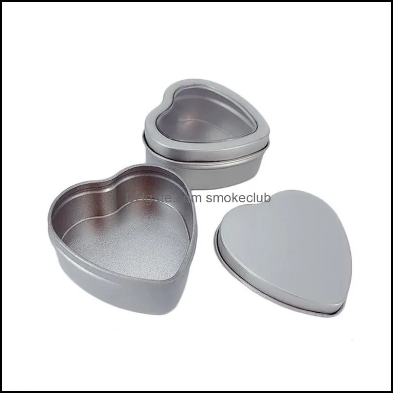 new Heart Shaped Tinplate  Box Wedding Birthday Festival Candy Biscuit Jelly Drops Boxes With Window 60*59*27mm EWE7421