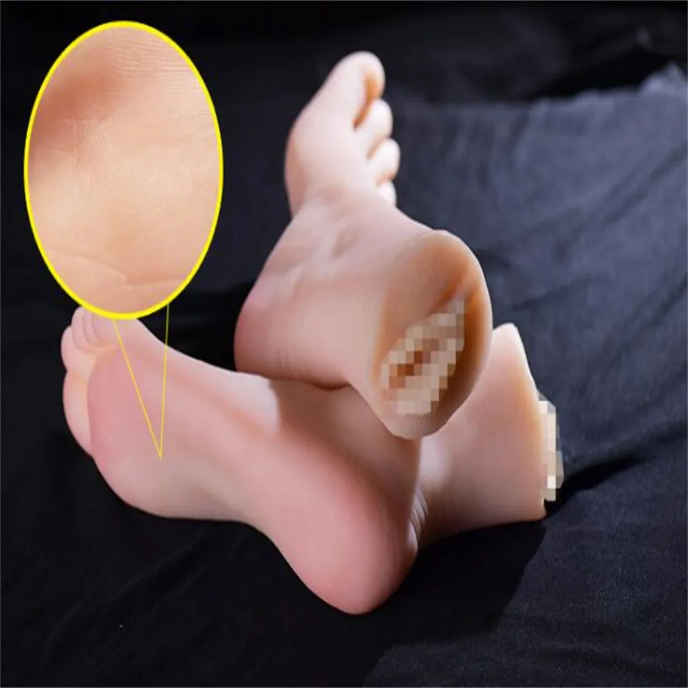 2023 Real Adult Toys Male Foot Mannequin Solid Silica Gel Holes Shoe Blood Vesse Silicone Photography Stocking Model Toe Bone Version Masturbation E107