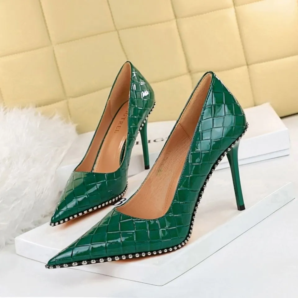 2022 vrouwen mode hoge hak groene jurk schoenen meisjes sexy zachte puntige neus dunne hakken pumps schoen kantoor dame werken diner partij sexy bruiloft big size 43 42 no box # H20