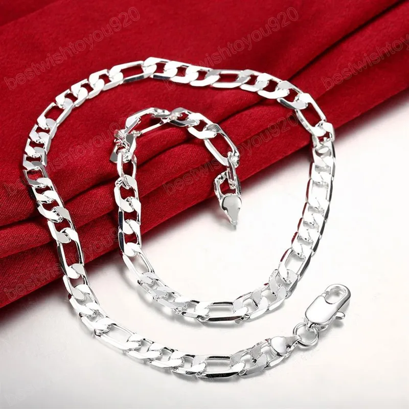 Fashion 925 Silver Chain Necklace Gioielli classici 8mm geometria piatta Collana Donne da 20 pollici Regali di Natale