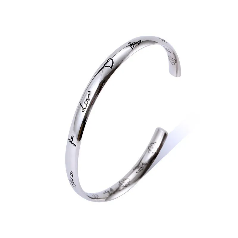 Bracelet ouvert en acier inoxydable pour Couple, bijoux à la mode, cadeaux de saint-valentin pour petite amie, accessoires Whole234K