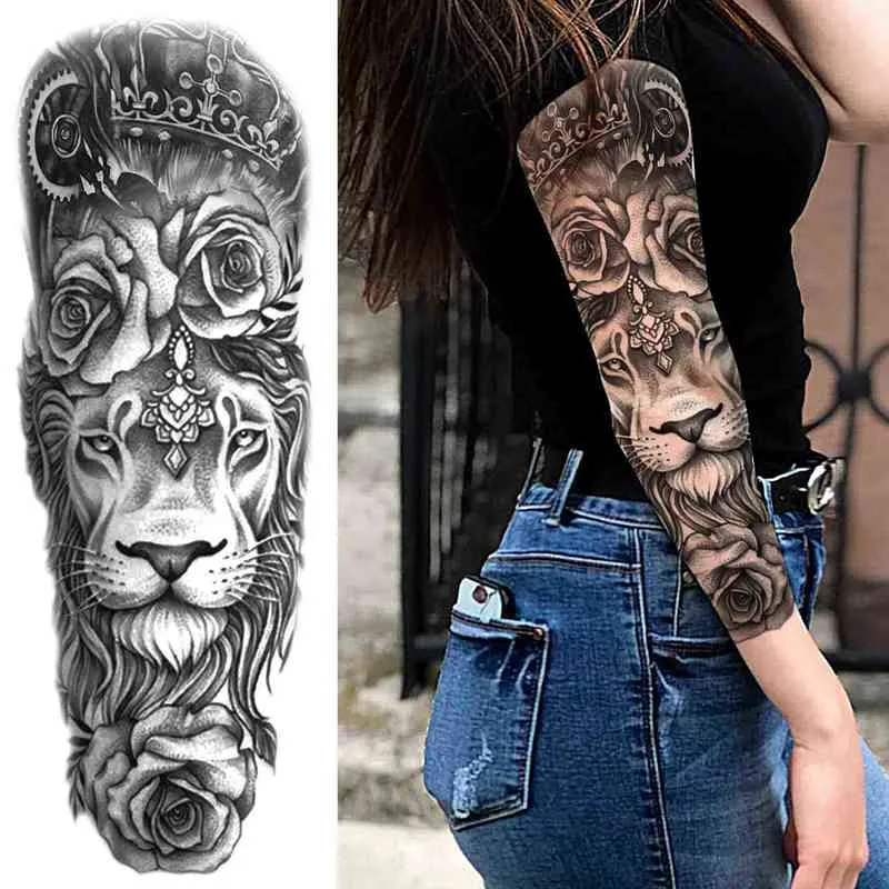 Voorkoms® Lion with Flower Tattoo Temporary Body Waterproof Boy and Girl  Tattoo : Amazon.in: Beauty