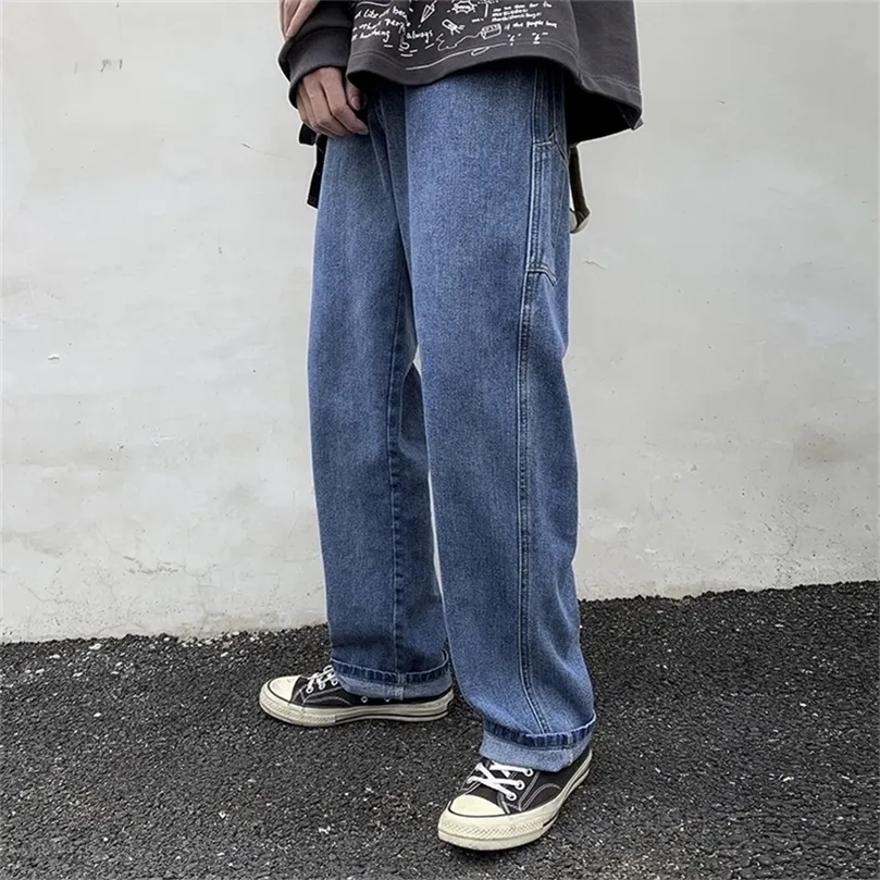 Vente en gros de mode Casual Street Straight Jeans Men's Korean Loose Trend Retro Drop Wide Leg étudiants sarouel 201128