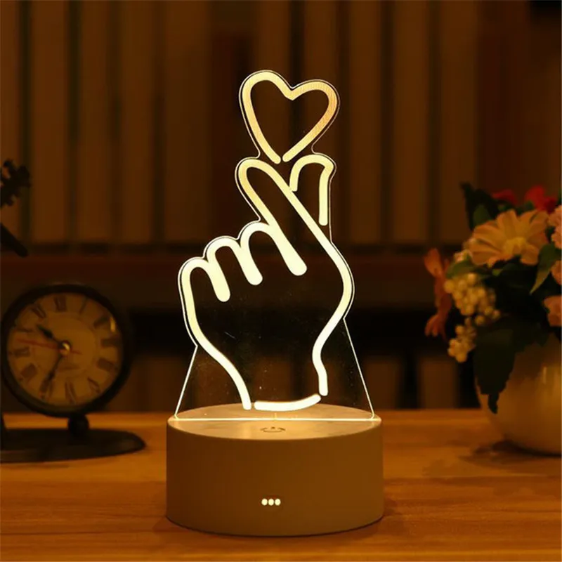 Romantica lampada a led in acrilico 3D per la casa Lampada da tavolo con  luce notturna per bambini Decorazioni per feste di Natale Lampada da  comodino per San Valentino – i migliori