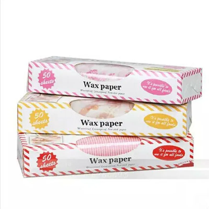 50st / låda vaxpapper Andra bakeware Matkvalitet Greaseproof Papers Bread Sandwich Hamburger Fries Candy Färgglada Wrapping Papper Bakning Verktyg LT0033