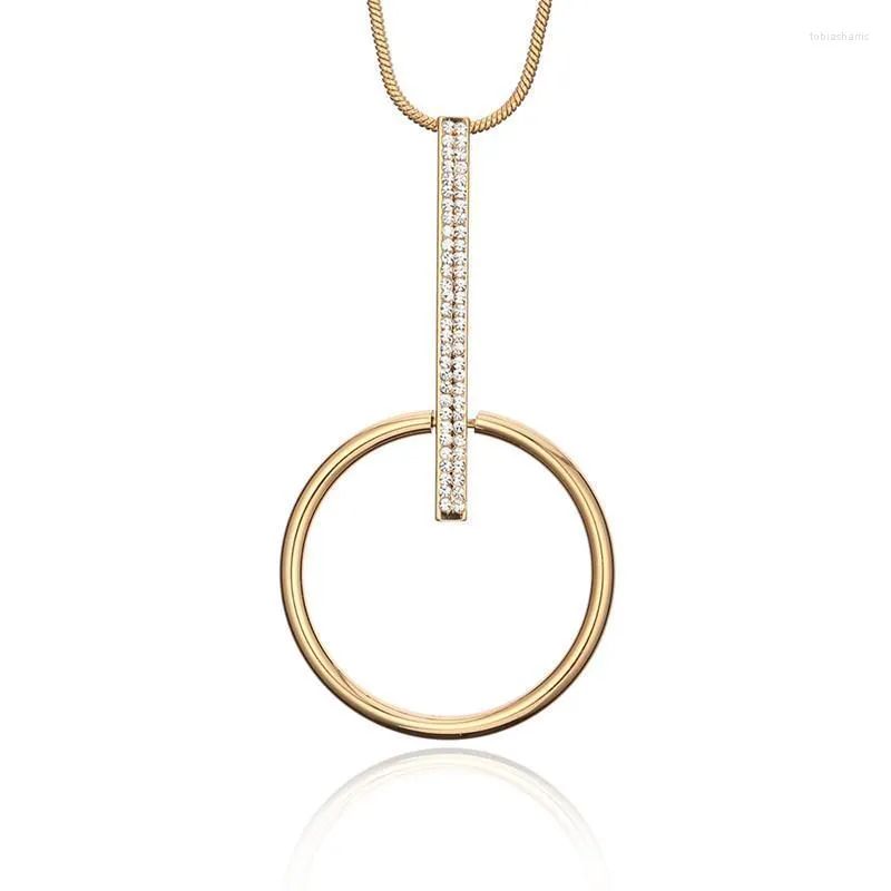 Pendentif Colliers Gold Crystal Circle Collier Clé Simple Pour Femmes Party Ami Cadeaux De Bal Bijoux De Mode En Gros