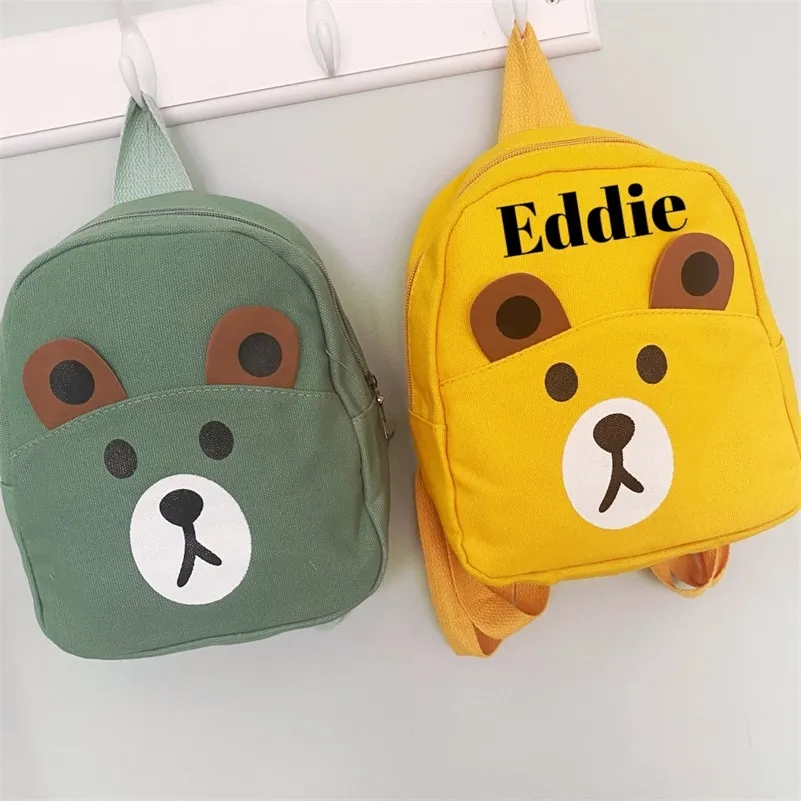 Personalisierte Kinderrucksacktasche, individueller Name, Schule, Kindergarten, personalisierbar, für Kinder, Kleinkinder, Teddy 220630