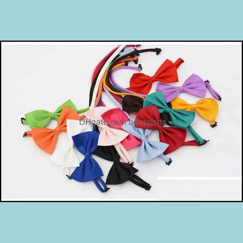 Pet tie Dog tie collar bow flower accessories decoration Supplies Pure color bowknot necktie DHL free shipping