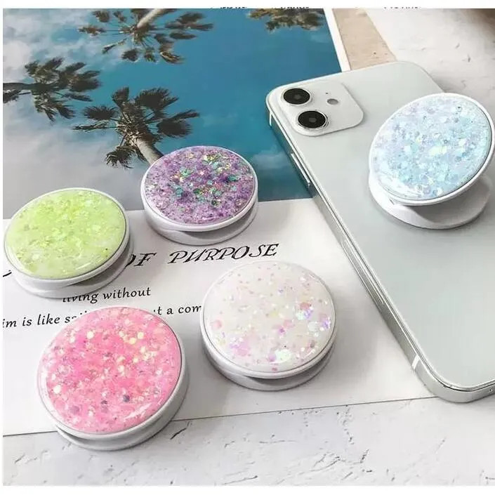 Custodie porta cellulare pieghevoli Glitter Bling Supporti per prese con impugnatura Supporti per tablet per iPhone XR XS Samsung