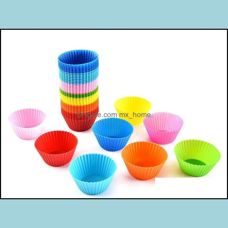 Sile Muffin Cupcake Moulds 7cm Colorful Cake Cup Mold Case Bakeware Maker Baking Mould sqcrDu sports2010