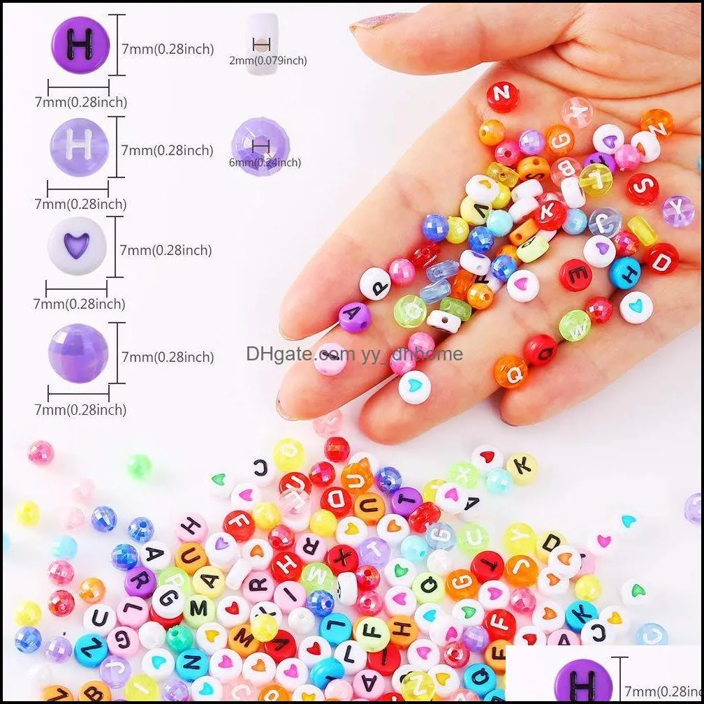 البلاستيك البلاستيك لوسيت فضفاضة الخرز المجوهرات ملون الحروف مكعب جولة حبة أكريليك صنع للأساور قلادات 1300 dhkok