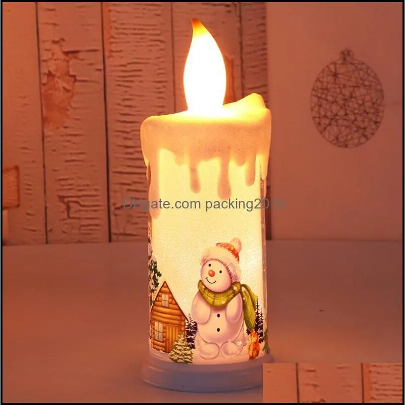 christmas decoration pvc candle light led simulated flame candle santa claus snowman xmas gifts 22.5*9cm