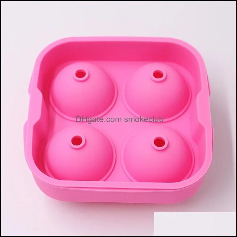 Silicone Ice Ball Mold Bar Four Hole Cube Tray Party Whiskey Cocktail Cold Drink Candy 1448 V2