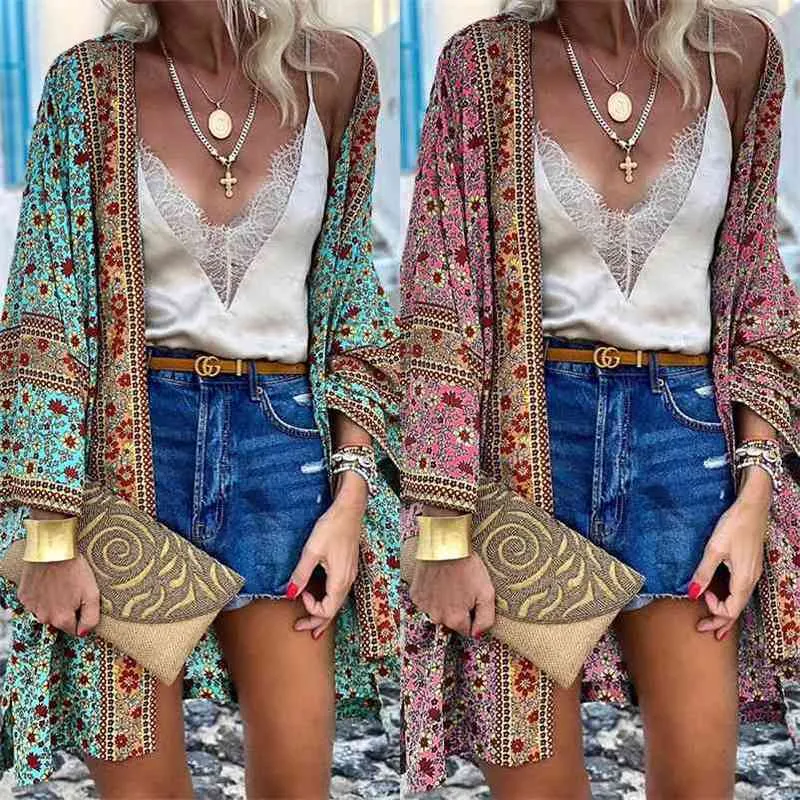 Boho kimonos vrouw Japanse kimono vest cosplay shirt blouse voor vrouwen Japanse yukata vrouwelijk zomerstrand kimono 210401