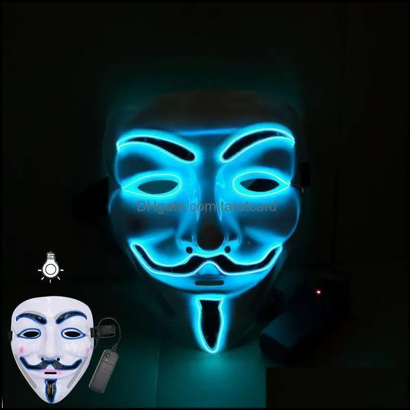 Other Event & Party Supplies Halloween Glowing Mask Anonymous Led V For Vendetta Cosplay Costume Plastic Masquerade Masks Club