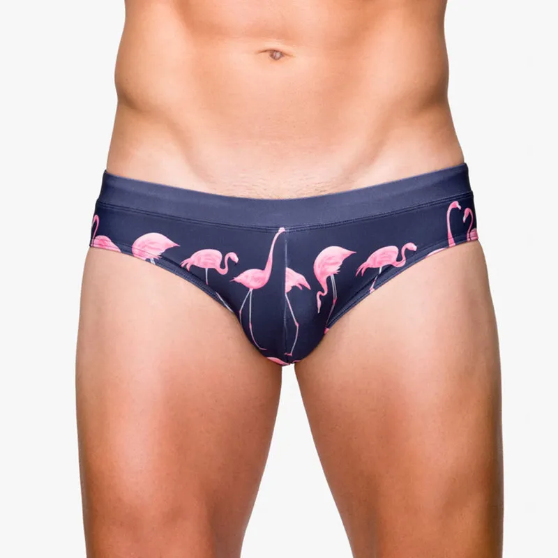 Sexy Flamingo Print Swimwear Mens Swimming Briefs Truks Bikinis Pool Low Waist Men Swimsuit Man Beach Surfing Shorts Swim Trunk 220509