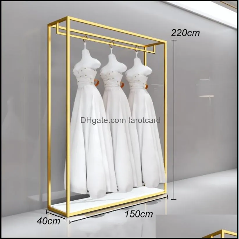 Wedding dress rack high grade display frame Commercial Furniture floor type gold special studio dresses shelf iron clothing store clothes