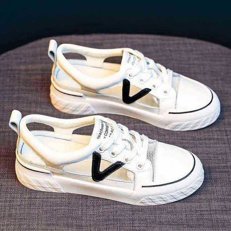2021 Zomer Sandalen vrouwen sneakers mesh casual platform trainers schoenen platte hakken schoenen dames gevulkaniseerde schoenen G220610