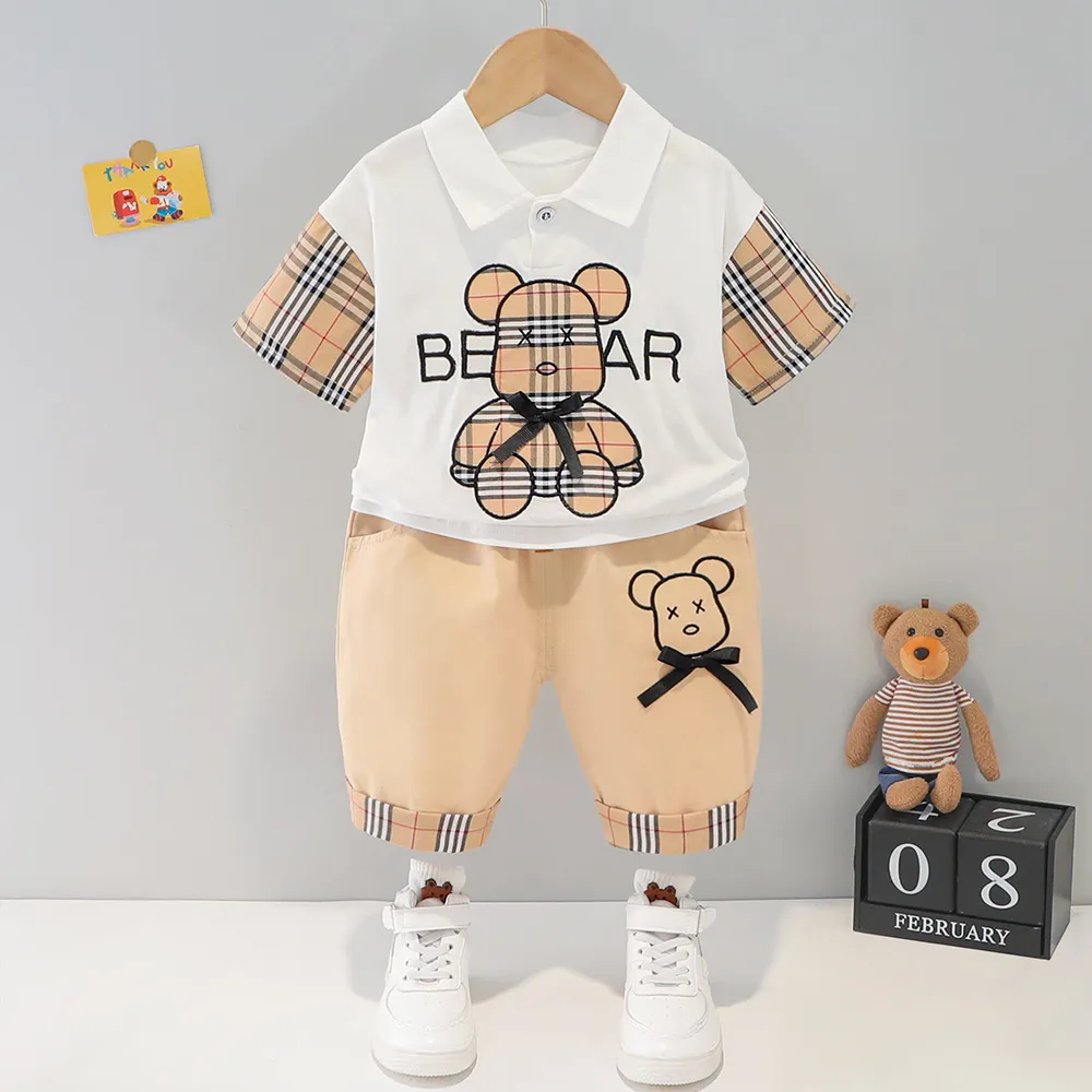 Nya pojkekläder set sommar baby flickor kläder barn sport t-short shorts 2st/set småbarn mode dräkt barn träning