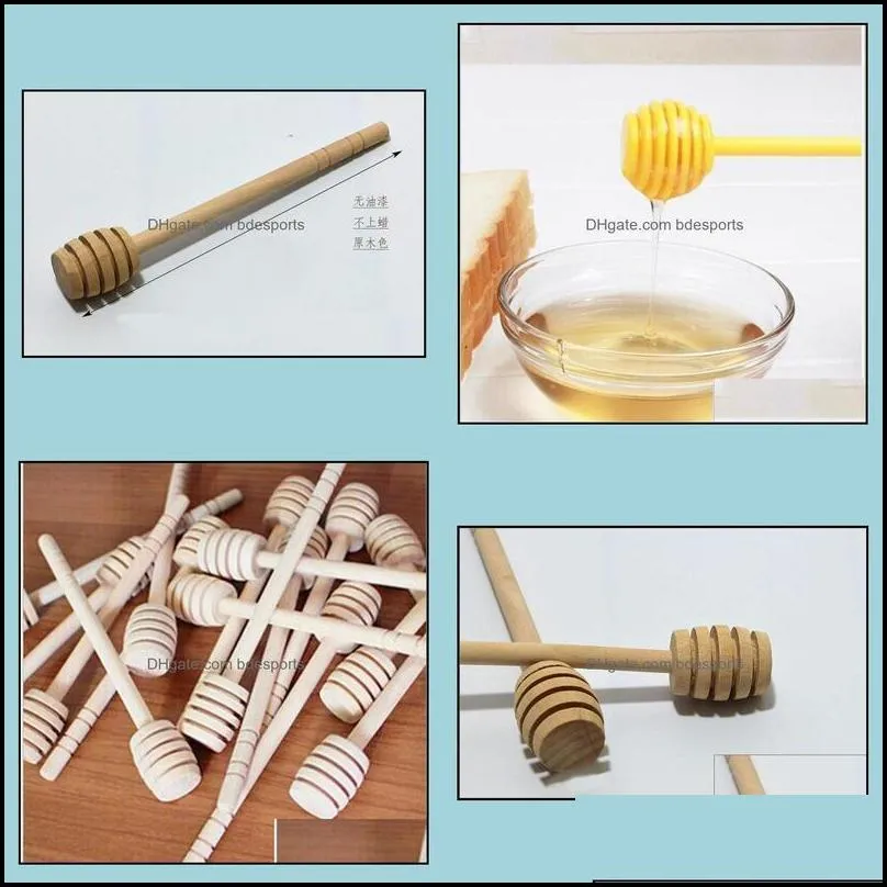 Spoons Flatware Kitchen, Dining Bar Home & Garden200Pcs/Lot Arrive Mini 15Cm Long Wooden Dippers Wedding Favors Honey Dipper Spoon Gift