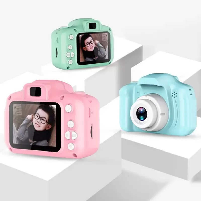 x2 어린이 미니 카메라 어린이 아기 선물 생일 선물 디지털 카메라 1080p 프로젝션 비디오 촬영을위한 교육 장난