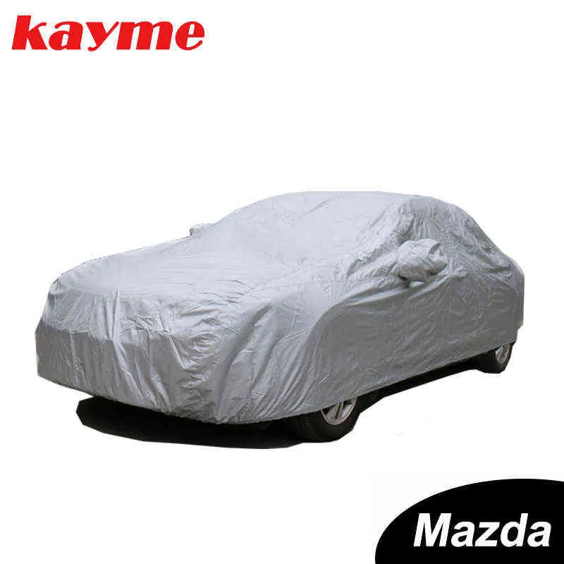 Kayme Pełny samochód Covery odporne na zewnątrz wewnętrzne osłony przeciwsłoneczne Outdoor Ochrona przeciwsłoneczna poliestrowa okładka uniwersalna dla Mazda H220425