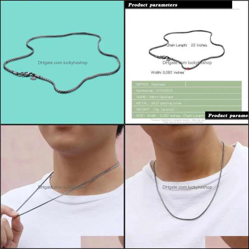 chains men`s 925 thai silver necklace fashion zygote chain design contracted style male jewelry 2.5mm giftchains