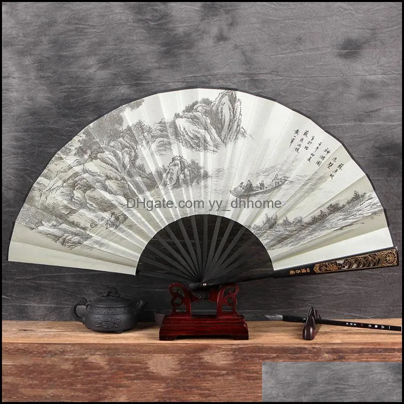 Other Home Decor Garden Mens Hollow Carved Fan Bone Silk Folding Imitation Redwood Ebony Daily Decorative Hand Household Decoration 12.96