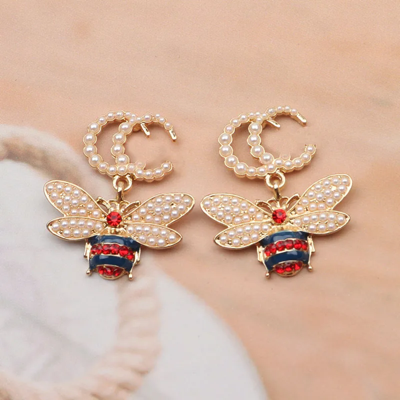 Designer Earrings Stud Designers Brand 18K Gold Plated Butterfly Letters Fashion Famous Women 925 Silver Crystal Rhinestone Pearl Earring Wedding Party Jewerlry