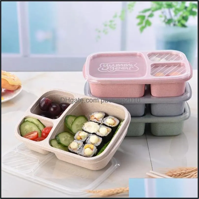 Lunch Boxesbags Storage Organizacja kuchnia kuchnia jadalnia bar do domu ogród ll 3 siatka pszeniczka st pudełka mikrofalowe bento bo dhz4u