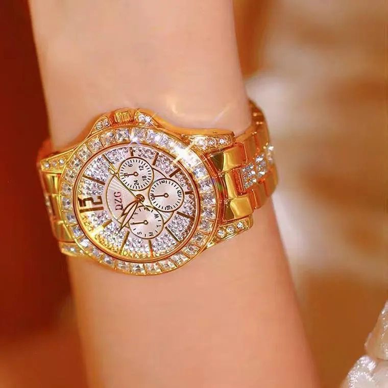 Kvinnor tittar med Diamond Ladies Top Luxury Brand Casual Womens Armband Crystal Watches Female Relogio Feminino
