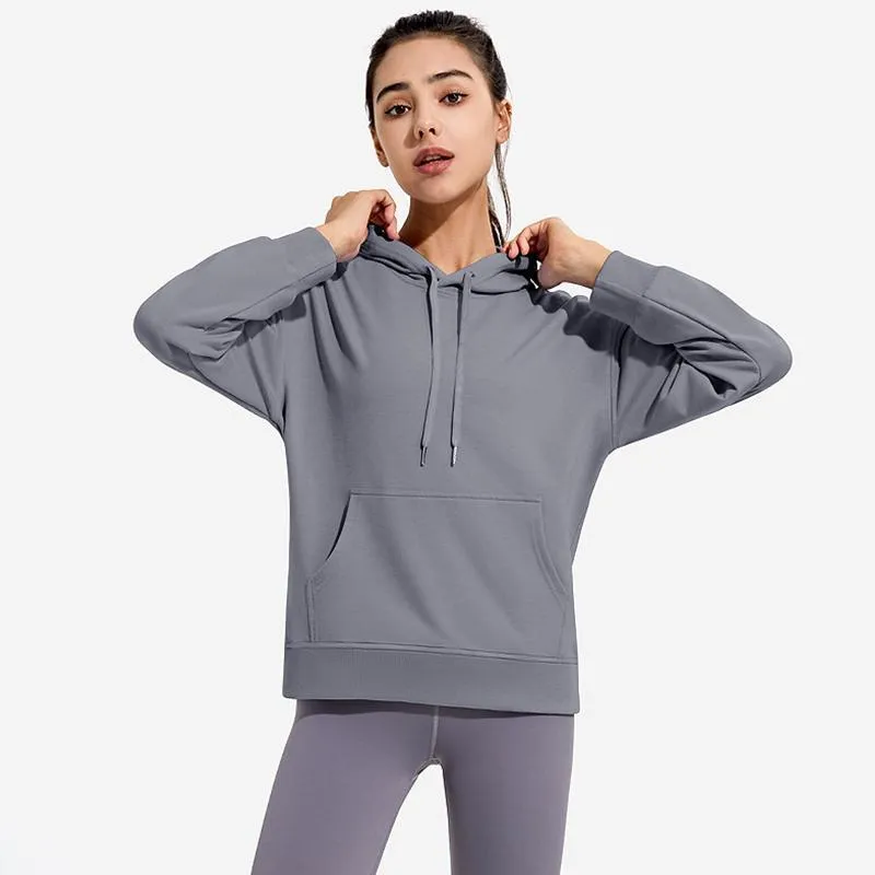 Running Casacos Outono inverno esportes jaqueta mulheres com capuz com bolso mangas compridas fitness casaco ginásio treino Activewear Sólido respirável