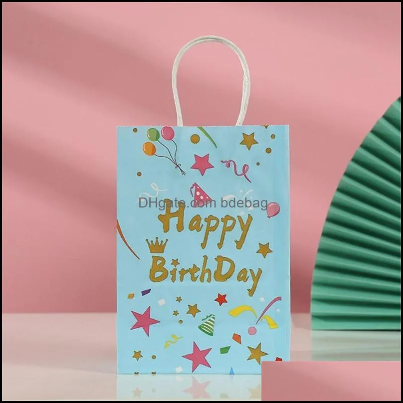 Gift Wrap Handbag Kids Favors Boy Girl Balloon Party Supplies Baby Shower Paper Bags Happy Birthday Cartoon Candy Bag