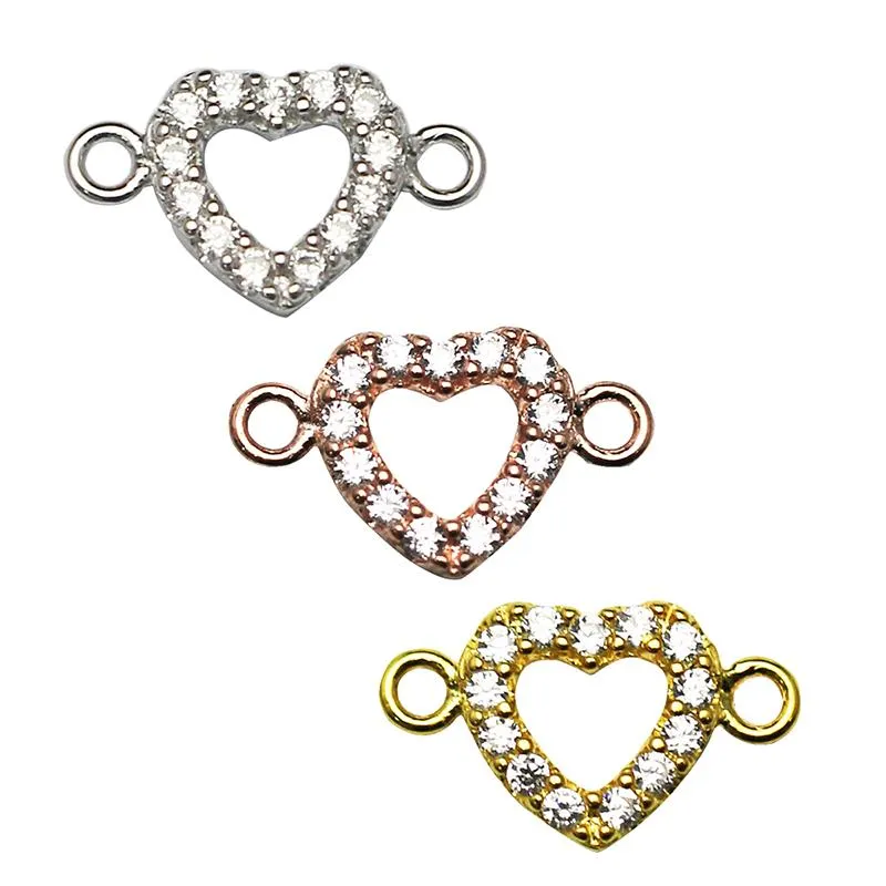 Colares pendentes Ybjewelry 925 Sterling Silve Connectores Heart para jóias DIY Fazendo ID21429SMT4Pingente