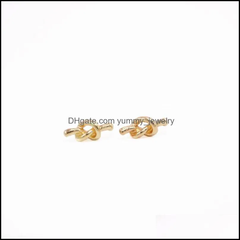 Fashion Small Knot Stud Earring Cute Style Environmental protection material Gold Silver Rose Three Color Optional For Women