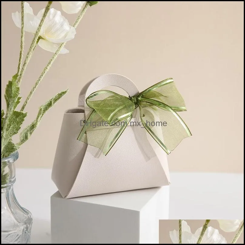 Gift Wrap 5/10PCS Creative Leather Gifts Box With Ribbon Wedding Favors And Candy Boxes For Birthday Party Supplies Chocolate Package