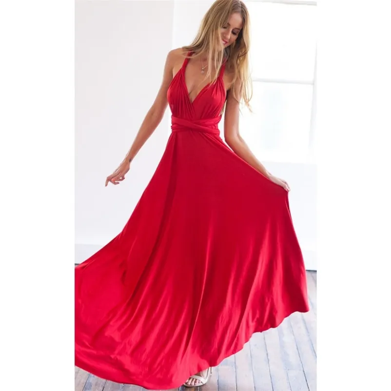 Sexy Women Multiway Wrap Convertible Boho Maxi Club Red Dress Bandage Long Party Bridesmaids Infinity Robe Longue Femme 220630