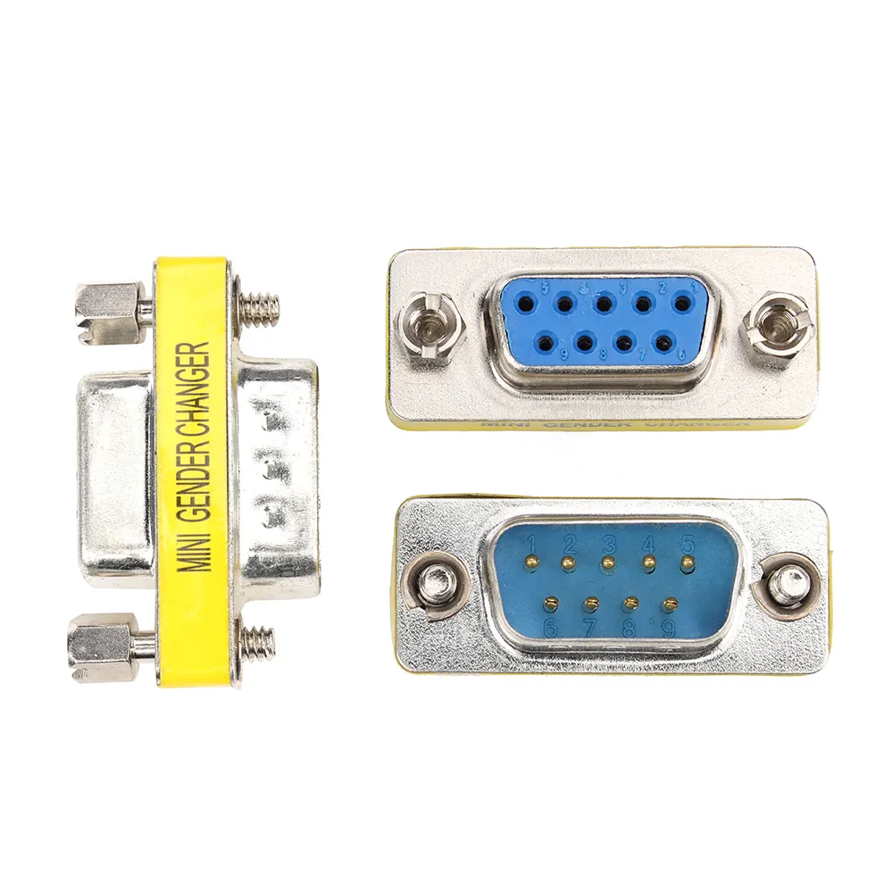 DB9 MINI Gender Changer Adapter 9Pin RS232 Com D-Sub VGA Plug Connector