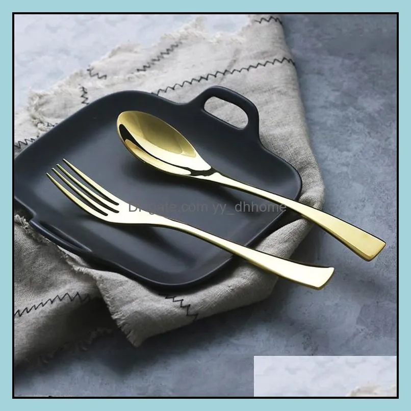 4pcs wedding gold tableware set gold knife fork spoon set stainless steel glossy gold flatware set