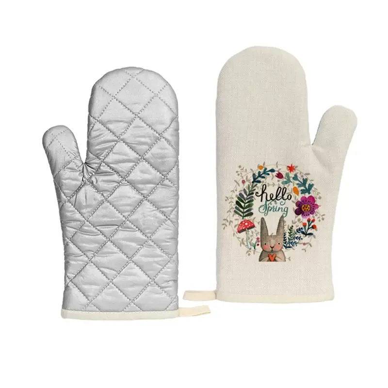 Sublimation Thicken Kitchen Mitts Cotton Linen Cooking Microwave Heat Insulation Glove Anti Scalding Oven Gloves Gift For Mom sxmy21