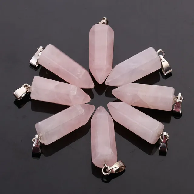 Quartz rose cristal pierre naturelle breloques goutte d'eau croix coeur pendentifs perles de mode pour collier à faire soi-même fabrication de bijoux pierres précieuses