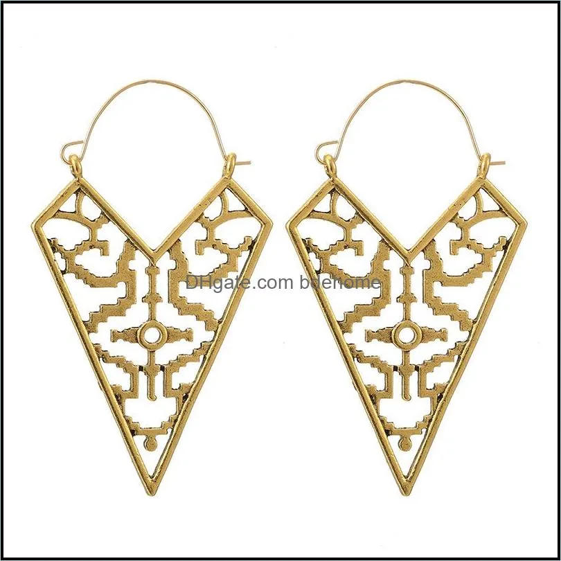 Mix Styles Vintage Gold Silver Dangle Earrings for Women Hollow Triangle Geometric Drop Earring India Jewelry Wholesale