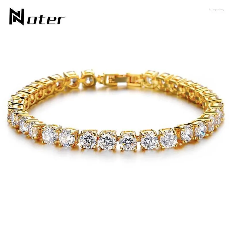 NOTER TENNIS BRACELETS 남자 남자 소년 마이크로 크리스탈 브라질 남성 손 보석 매력 매체 골드 실버 콜러 체인 링크 브레이슬레 완장 inte22