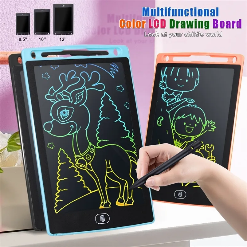 8.51012 inç LCD Tablet Elektronik Çizim Kurulu Renkli El Yazısı Pad Boy Kid Çocuk Çocuk Oyuncakları Hediye 220705
