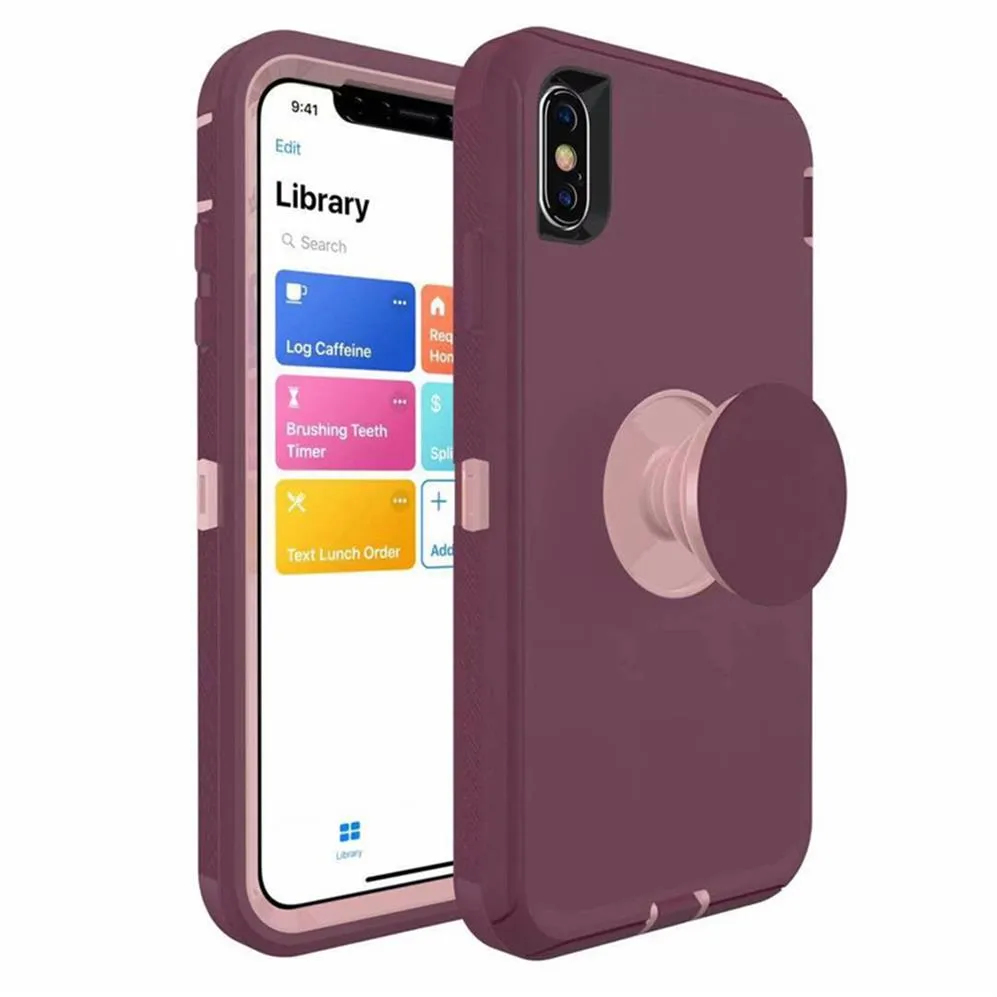 Newest Defender Holder Phone Case Built In Kickstand 3 in 1 Shockproof Protector for iPhone 12 11 Pro Max X Xs XR XS Max 6 7 8 plu246h