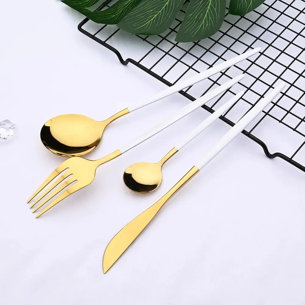 Western Dinnerware Wedding Rose Gold Flatware Tableware Party Supply Stainless Steel Cutlery Knife Fork Spoon F053108